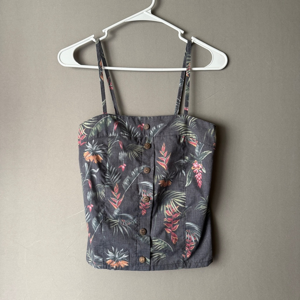South to South sz S gray pink floral tank top